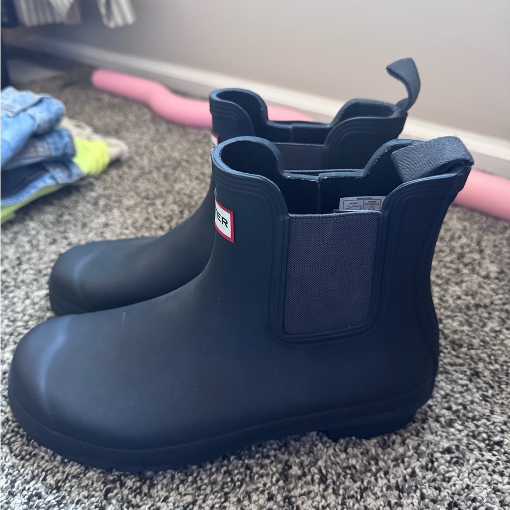 Hunter Black and Red Sole Rain Boots